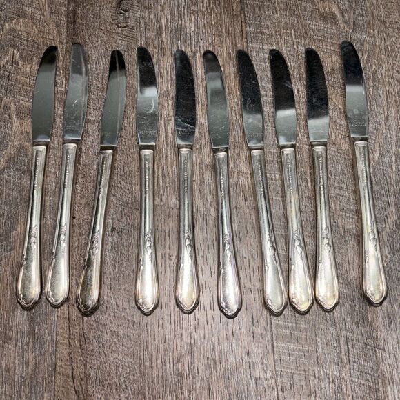 William A Rogers Silver Stainless Butter Knifes 10 Piece Set Vintage Replacement - Picture 1 of 5